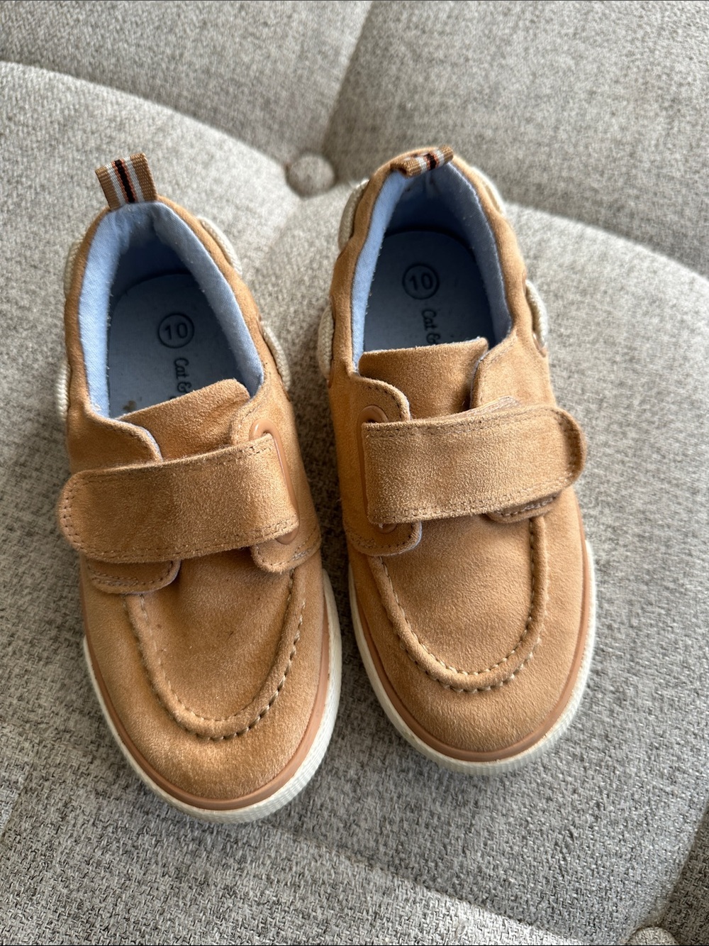 Cat & Jack Tan Suede Hook-and-Loop Kids Sneakers